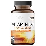 Virde Vitamin D3 Tabletten 180 Stk. - hochdosiert mit 5000 IE Vitamin D pro Tablette (5-Tagesdosis)...