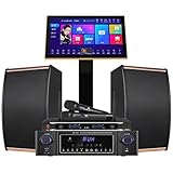 YHUEGH Karaoke-Player-Set, professionelle Karaoke-Maschine mit Dual-Wireless-Mikrofon, 22 Sprachen,...