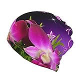 Multifunktions-Beanie-Mütze mit rosa Blumen- und Schmetterlings-Aufdruck, weiche Stretch-Mütze,...