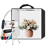 EMART Fotostudio Lichtbox, 30x30x30 cm Fotobox zum Fotografieren, Fotostudio Set 120 LED-Licht und 6...