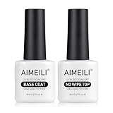 AIMEILI UV LED Gellack Gel Nagellack Base & No Wipe Top Coat Unterlack & Überlack Set Gel Polish...