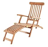 SAM Teak Holz Deckchair, Sonnenliege- Stuhl, verstellbar, geschliffen, zusammenklappbar, Balkon,...