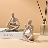 SIETIOJI 2 Stücke Wohnkultur Sandstein Lesen Denker Statue Moderne Figuren Abstrakte Ästhetische...