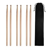 COMETX Drumsticks 3 Paar 5A Ahorn Drum Drum Drumsticks mit Tragetasche zum Spielen