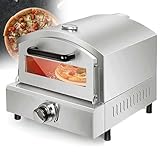 Tragbarer Gas-Pizzaofen mit Thermometer, Edelstahl, Kochen im Freien, für Camping, Hinterhof und...