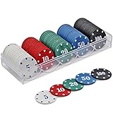 KAYSENSUK 100 Stück Casino Pokerchips, Spielchips Wertmarken Karten Chips Box Pfandmarken Roulette...