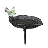 Relaxdays Vogeltränke Gusseisen, Deko Gartenstecker, H x B x T: 100,5 x 13,5 x 19 cm, Vogelbad, zum...