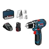 Bosch Professional 12V System Akku Bohrschrauber GSR 12V-15 (inkl. 2x2.0 Akku, Ladegerät,...