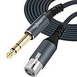 Twozoh XLR Buchse auf 6,35 mm TRS Kabel 0,3M, Geflochtenes Klinke Stereo 6,35 mm stecker auf 3...