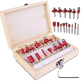 15 tlg Fräser Set für Oberfräsen, Schaft 8mm Oberfräser Set Fräser Set für Holzarbeiten...
