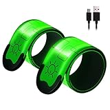 Bcowtte 2Er-Pack Wiederaufladbare Reflektierende USB-ArmbäNder, Gut Sichtbares Leuchtband für...