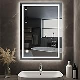 AllRight Badspiegel mit Beleuchtung 70x50cm | Dimmbarer LED Spiegel mit 3 Lichtfarben | IP54...