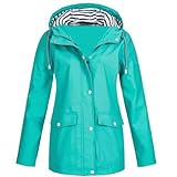 Cvanxluy Übergangsjacke Damen Schwarz Mantel Wandern mit Kapuze Windbreaker Regenmantel Lang...