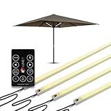 Lume1 Sonnenschirmbeleuchtung mit Fernbedienung, Lampen für Gastronomie, 4 LED Leisten, warmweiß...