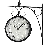 Doppelseitige Wanduhr Wasserdicht Retro Design für Innen und Außen Dekor Vintage Antik Look...