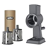 Zyliss Alu Trommelreibe Set, Käsereibe mit Kurbel, Gemüsereibe mit 3...