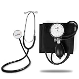 Pulox Flachkopf-Stethoskop & Manuelles Blutdruckmessgerät (Aneroid Sphygmomanometer) im Set mit...