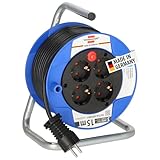 Brennenstuhl Garant Kompakt Kabeltrommel/Kabelrolle mit 4 Steckdosen (15m Kabel in schwarz, aus...