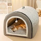 2-in-1-Hundehütte, großes Hundebett mit Anti-Angstzuständen, weiches, warmes Kissen, faltbar,...