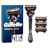 Gillette ProGlide Nassrasierer Herren, Rasierer + 4 Rasierklingen mit 5-fach Klinge, Geschenk für...