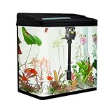 VIALIA Aquarium Komplettset mit LED-Beleuchtung, Pumpe und Filter, 38x24x43 cm, 30 Liter, Schwarz,...