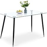 GOLDFAN Esstisch aus Glas Rechteckiger Moderner Esstisch Küchentisch Mit Metallbeine für...