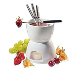Cilio Schokoladenfondue 6-tlg. , Schokoladen-Fondue-Set aus feuerfestem Hartporzellan , ø 12 cm ,...