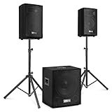 Vonyx VX0812BT - PA Anlage Komplettset - 1x aktiv Subwoofer, 2X passiv Hochtöner, inkl....