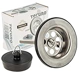 tecuro Ablaufventil poliert 1 1/4 Zoll Anschluss für Waschbecken, Ø 60 mm mit Edelstahl-Siebplatte...