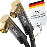 KabelDirekt – 4K Antennenkabel, Koaxialkabel, TV Kabel 90° gewinkelt – 3 m – Fernsehkabel...