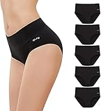 anqier Unterhosen Damen, 5er Pack Stretch Baumwolle Hohe Taille Slips Damen Atmungsaktiv Panties...