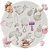 MINFEIDMS Baby Shower Thema Mini Kuchen Fondant Form Niedliche Baby Silikonform für Zuckerkuchen...