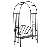 Garten Rosenbogen mit Sitzbank Hochwertig Stabiles Design Metall Rostfrei Für Gartendeko Terrasse...