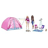 Barbie Abenteuer zu zweit Camping-Spielset mit Zelt, inkl. 2 Barbie Puppen, Barbie Camping Zubehör...