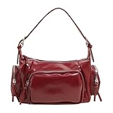 Vintage Motorcycle Hobo-Tasche for Frauen PU Leder Mehrfach-Tape-Handtasche mit verstellbaren Riemen...