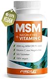 MSM 2000mg pro Tag + natürliches Vitamin C - 365 Tabletten mit Methylsulfonylmethan - kompakteres...