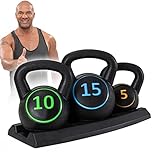 Miweba Sports Kettlebell Hanteln Set | Kugelhantel Set - Hantelset 5 | 10 | 15 lbs - Kettlebells -...