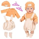 WanderGo Baby Puppen Puppenkleidung 35-43 cm, 4-teiliges Outfit mit 1 Oberteil + 1 Latzhose + 1...