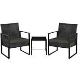 Yaheetech Balkonmöbel Set, Gartenmöbel-Set aus PE-Polyrattan Wetterfest inkl. 2 Stühle mit...