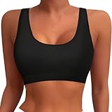 Generisch Bikinioberteil Damen Sport BH Sommer Einfarbig Racerback Bikinitop Gepolsterter Push Up...