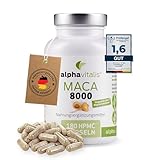 Alphavitalis Maca 8000 Kapseln hochdosiert - 180 Kapseln 20:1 Maca Wurzel Extrakt vegan - deutsche...