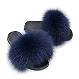 RRRIOT Hausschuhe für Damen Frauen Fell Slides Sommer Plattform Flip Flops Damen Schuhe Home...