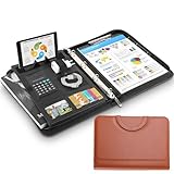 Schreibmappe A4, Konferenzmappe mit Handyhalter, Leder Dokumentenmappe mit Reißverschluss,...