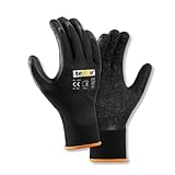 texxor 12 Stück Polyester-Strickhandschuhe 2425, Latex, Packung, schwarz, 11/XXL