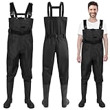 Shengruili Wathose Herren Damen,Anglerhose Wasserdicht mit Stiefel,Wathose mit Verstellbarer...