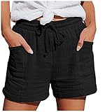Nuaoxyeu Damen Shorts Sommer Shorts Damen Sommer Musselin Leinen Kurze Hose Baggy Beach Mit Taschen...