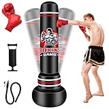 QAMIC Schwerer Boxsack Stehend Erwachsene, 180cm Standboxsack Erwachsenen mit Boxhandschuhen und...