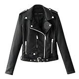 Generisch Female Kunstlederjacke Kunstlederjacke Bomberjacke Damen Blouson Sommerjacke...
