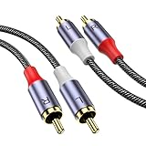 MOSWAG Stereo Cinch Kabel 1M, Cinch Stecker auf Cinch Stecker, Stereo Hilfs Audiokabel, Subwoofer...