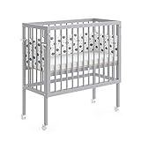 VitaliSpa Beistellbett Sophie 2 Seitenschienen - Grau 94x96x90 cm hergestellt aus Holz - Babybett...